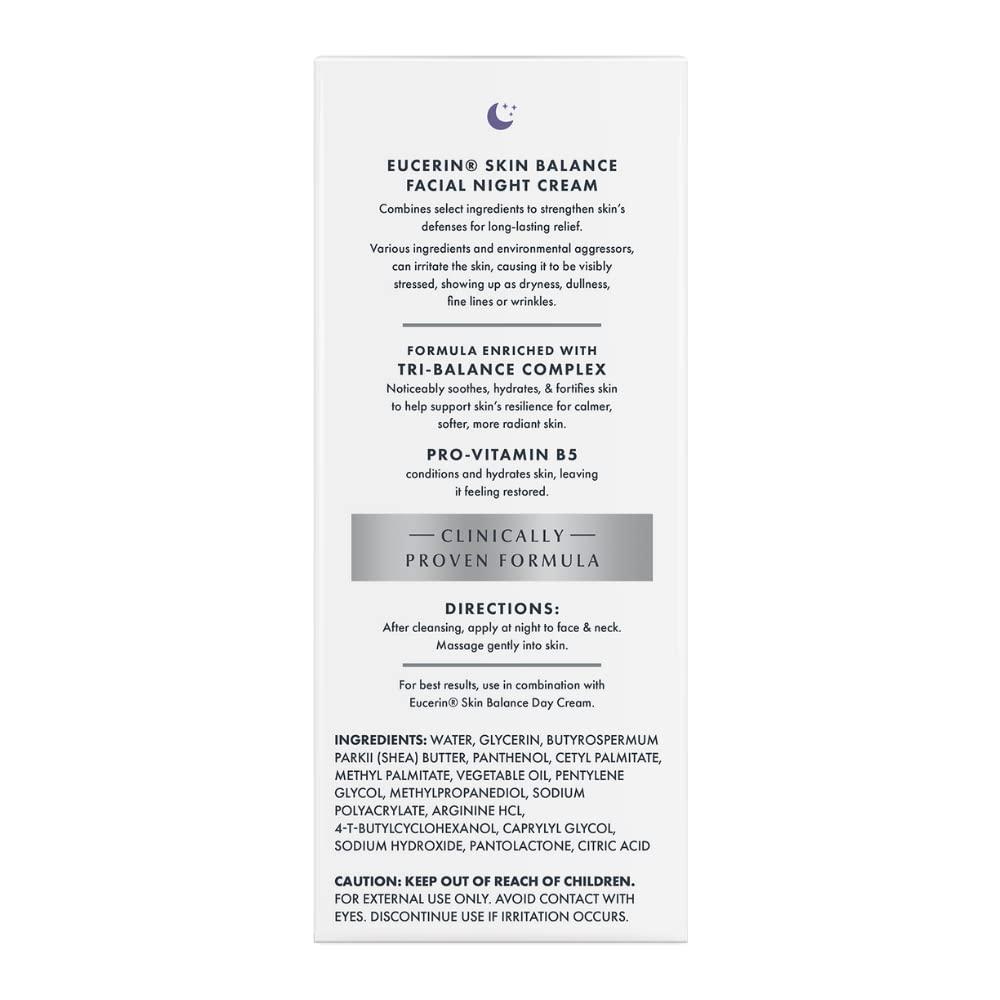 EUCERIN SKIN BALANCE CREMA FACIAL DE NOCHE PARA PIEL SENSIBLE 1.7 OZ / 48 GR - 3