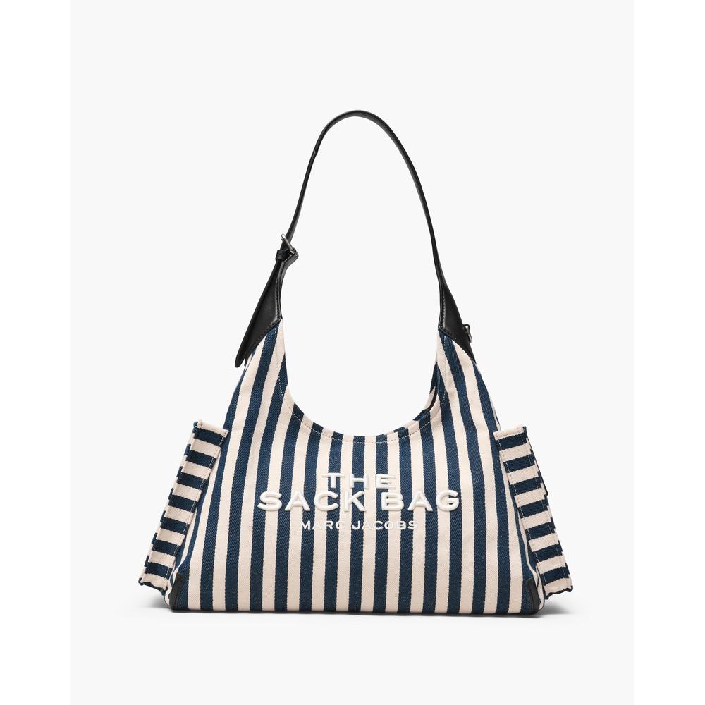 CARTERA MARC JACOBS THE STRIPE CANVAS SACK | BLUE SEA - 1