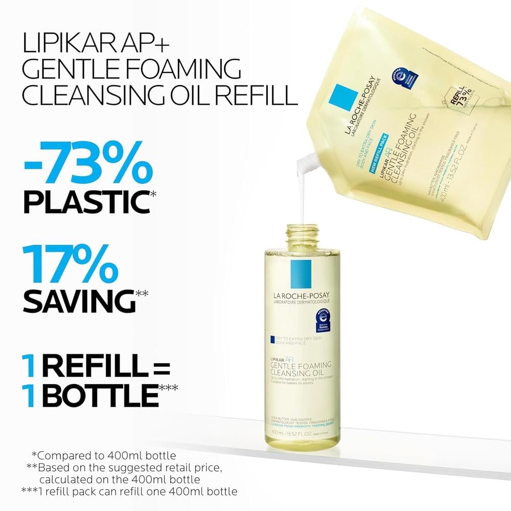ACEITE LIMPIADOR ESPUMOSO REFILL LIPIKAR AP+ LA ROCHE-POSAY 13.5 OZ / 400 ML - 4