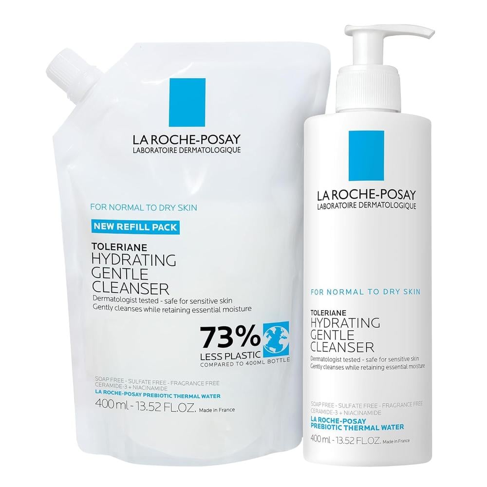 SET LA ROCHE-POSAY TOLERIANE LIMPIADOR FACIAL HIDRATANTE 13.5 OZ / 400 ML + REFILL 13.5 OZ / 400 ML - 1