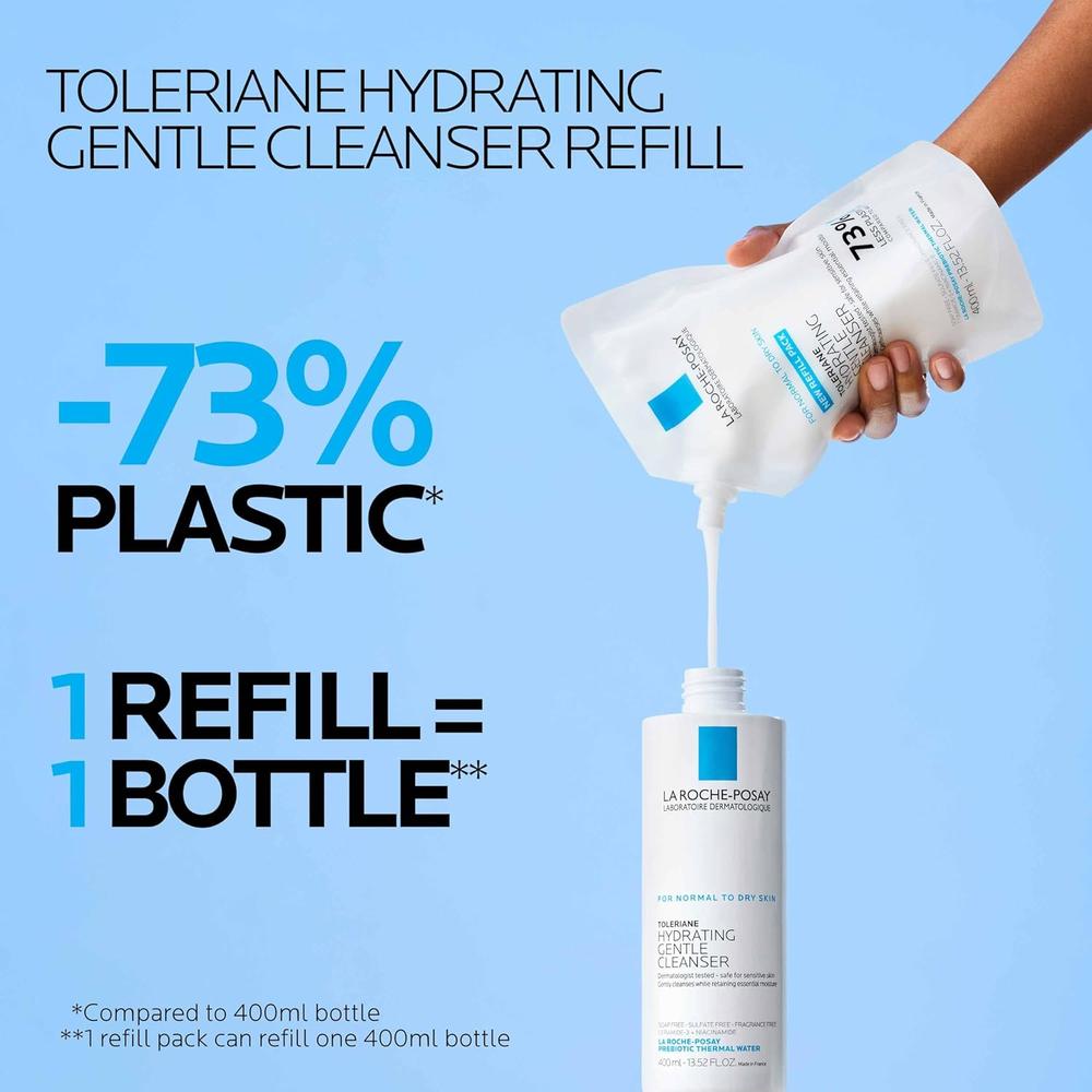 SET LA ROCHE-POSAY TOLERIANE LIMPIADOR FACIAL HIDRATANTE 13.5 OZ / 400 ML + REFILL 13.5 OZ / 400 ML - 2