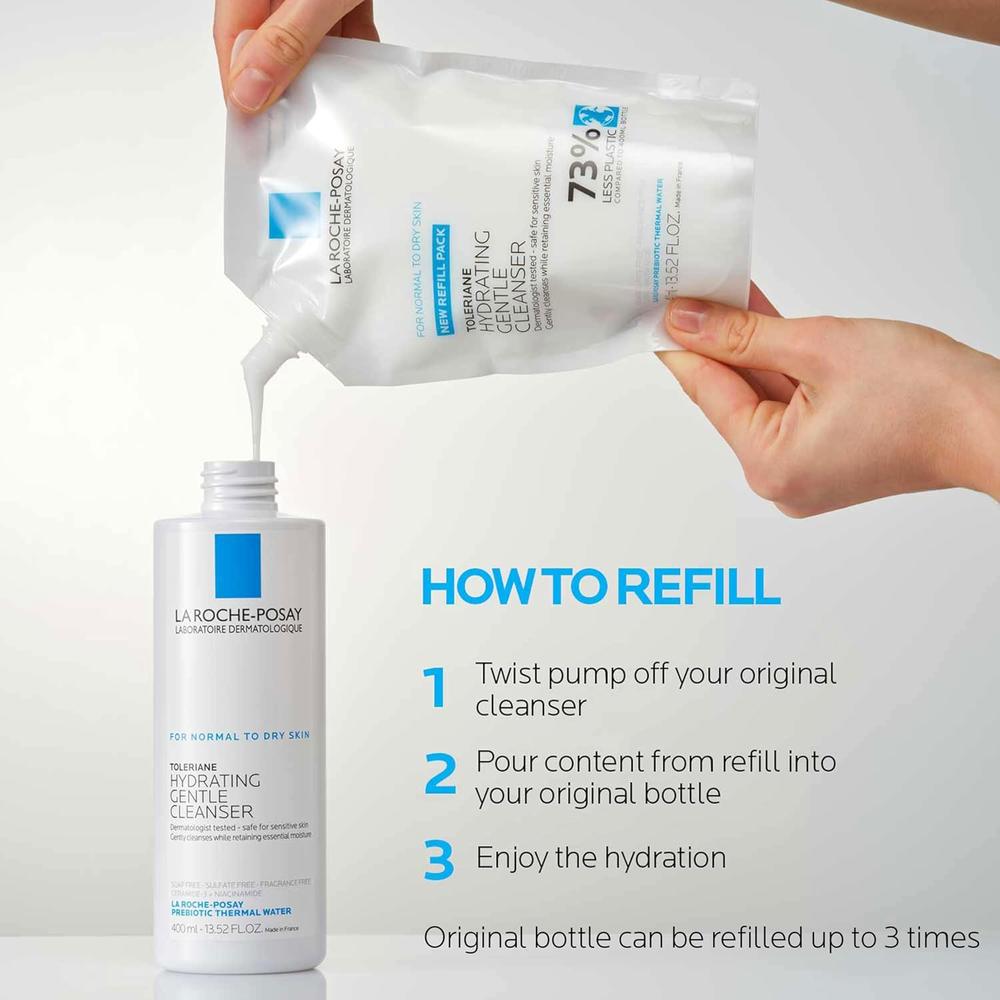 SET LA ROCHE-POSAY TOLERIANE LIMPIADOR FACIAL HIDRATANTE 13.5 OZ / 400 ML + REFILL 13.5 OZ / 400 ML - 6