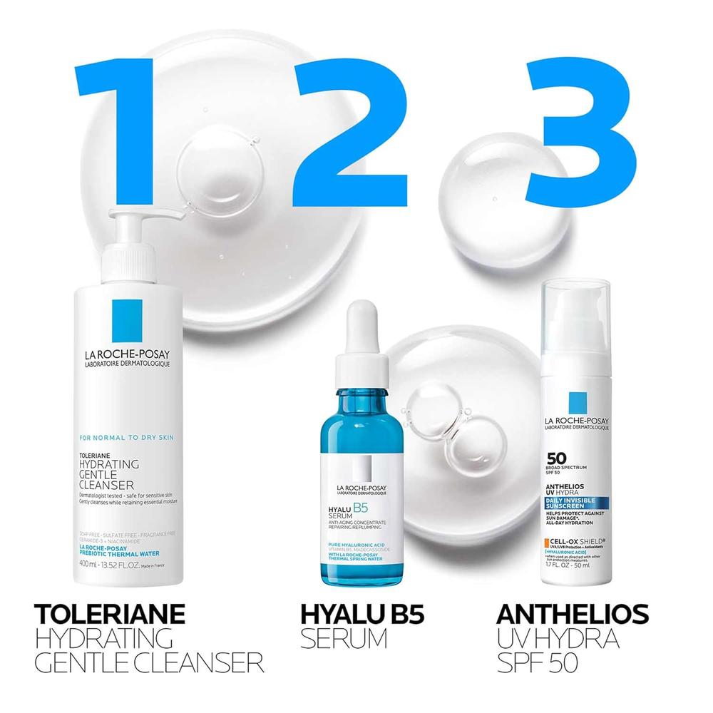SET LA ROCHE-POSAY HYALU B5 SÉRUM 1 OZ / 30 ML + ANTHELIOS UV HYDRA SPF 50 - 1.7 OZ / 50 ML - 6