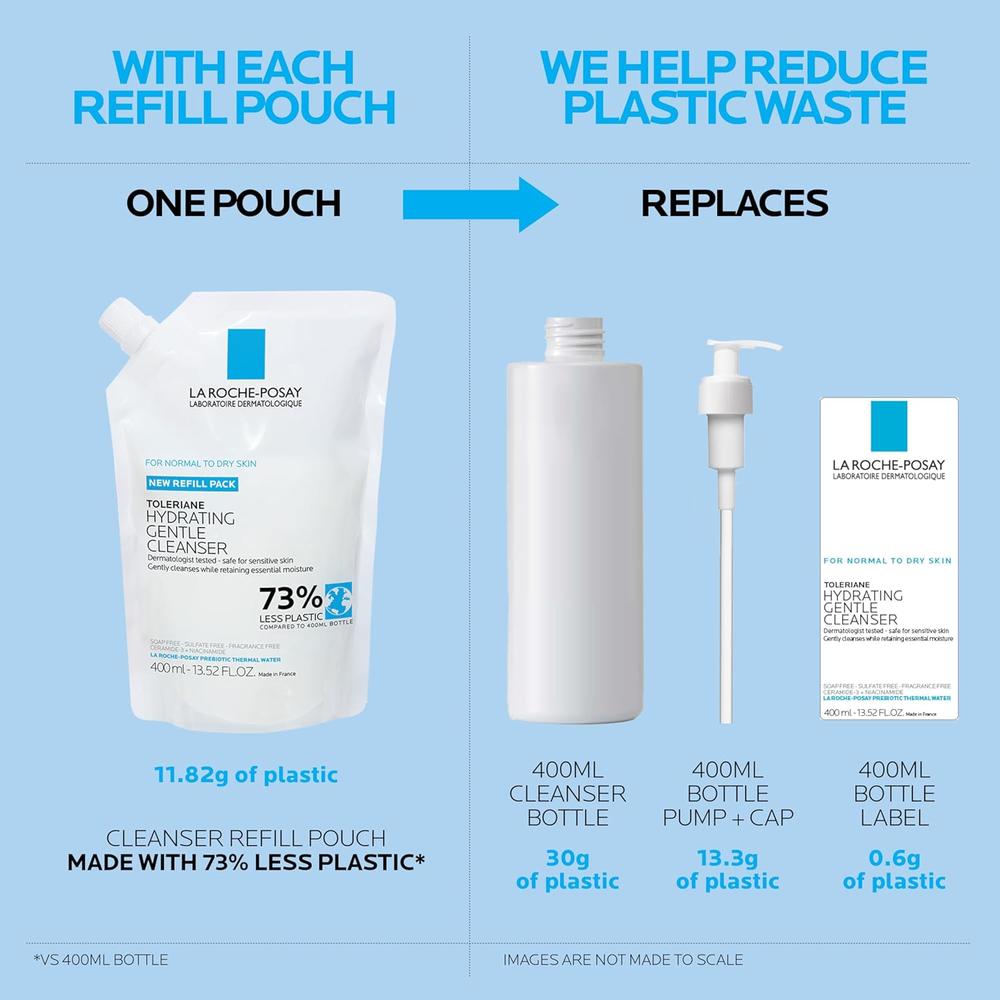 LIMPIADOR FACIAL HIDRATANTE SUAVE REFILL TOLERIANE LA ROCHE-POSAY 13.5 OZ / 400 ML - 2