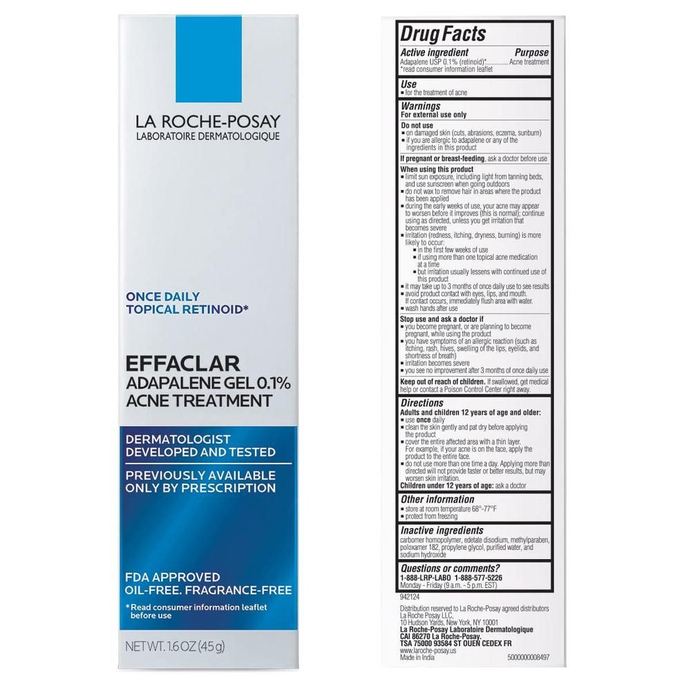 GEL TRATAMIENTO ANTIACNÉ ADAPALENO 0.1% EFFACLAR LA ROCHE-POSAY 1.6 OZ / 45 GR - 2