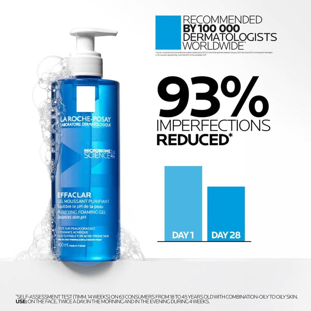 GEL LIMPIADOR ESPUMOSO PIEL GRASA EFFACLAR LA ROCHE-POSAY 13.5 OZ / 400 ML - 2