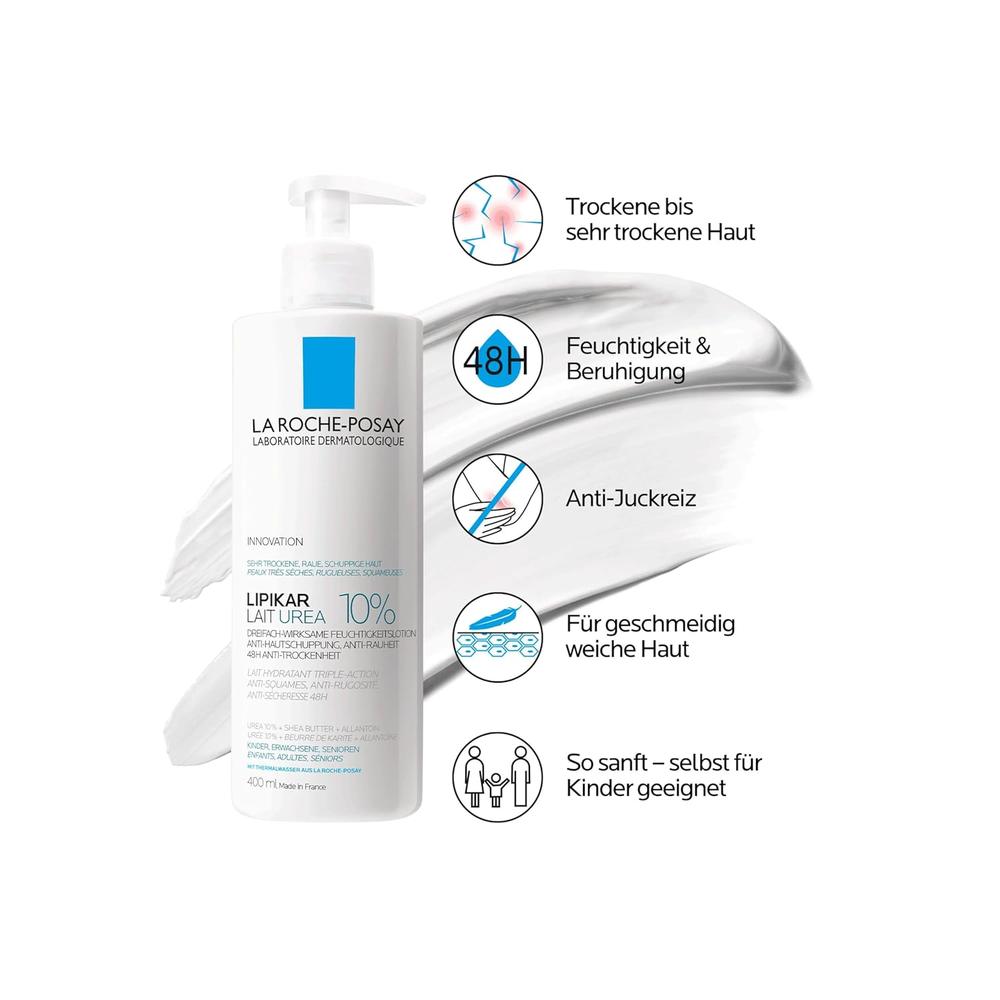 LOCIÓN CORPORAL SUAVIZANTE UREA 10% LIPIKAR LA ROCHE-POSAY 13.5 OZ / 400 ML - 2