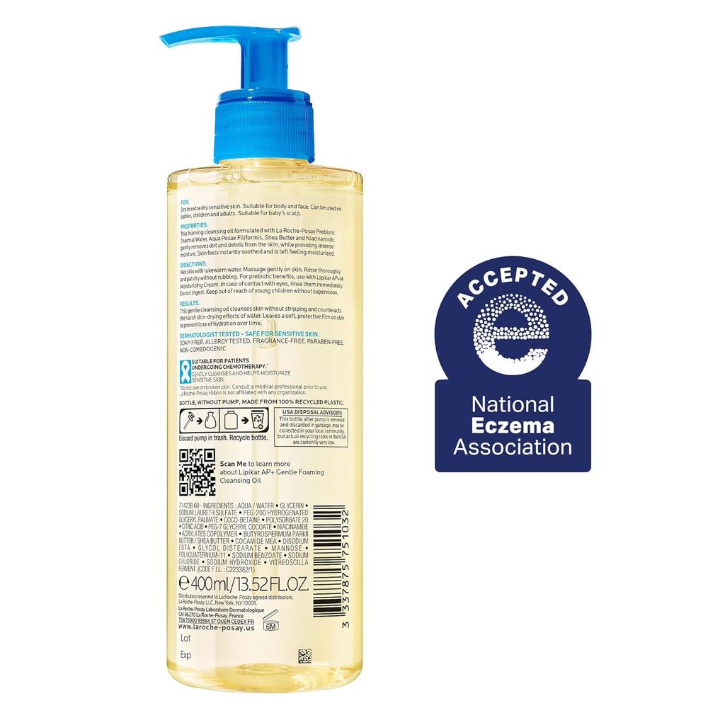 ACEITE LIMPIADOR ESPUMOSO HIDRATANTE LIPIKAR AP+ LA ROCHE-POSAY 13.5 OZ / 400 ML - 2