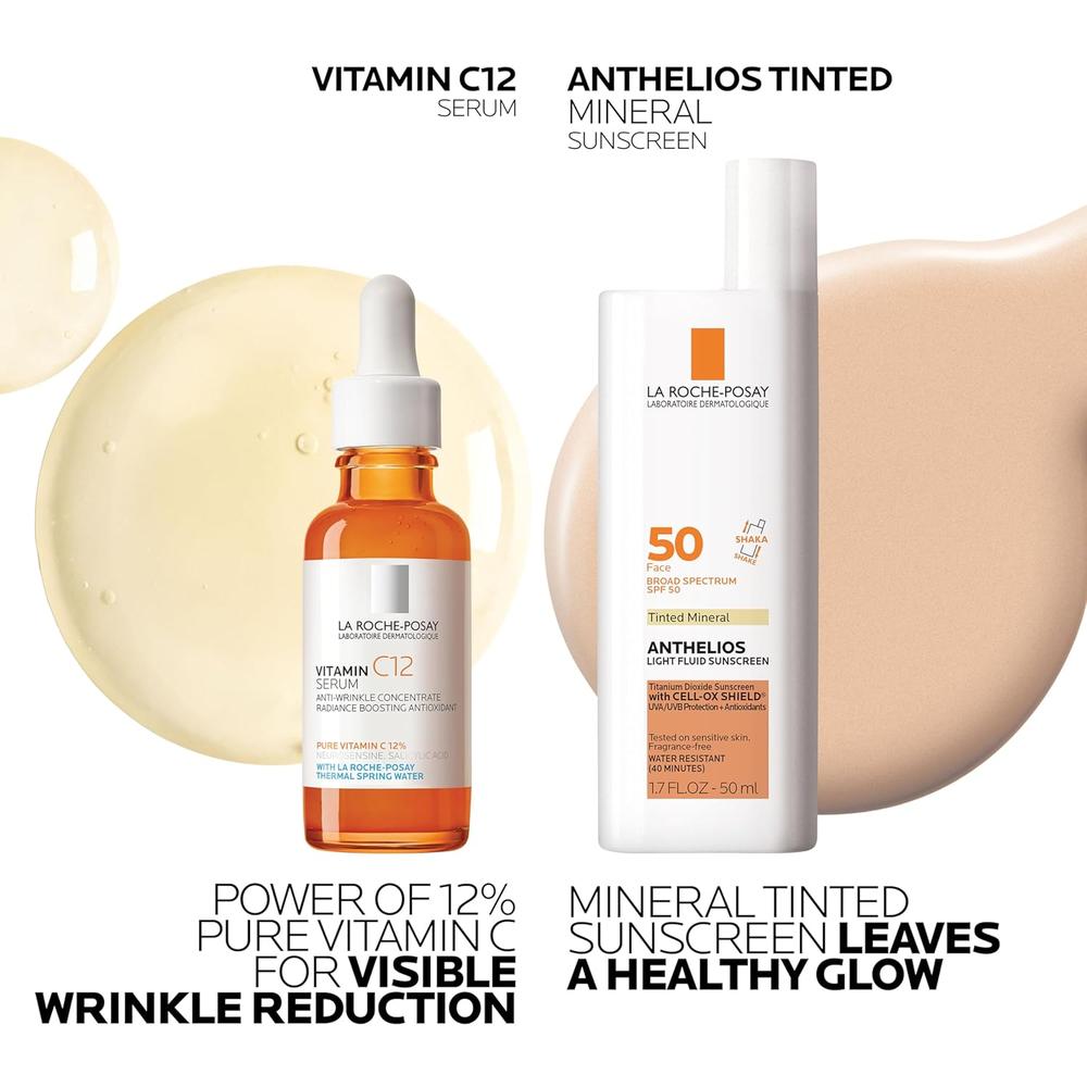 SET LA ROCHE-POSAY PURE VITAMINA C 12 SÉRUM 1 OZ / 30 ML + ANTHELIOS DIOXIDE MINERAL 1.7 / 50 ML - 2