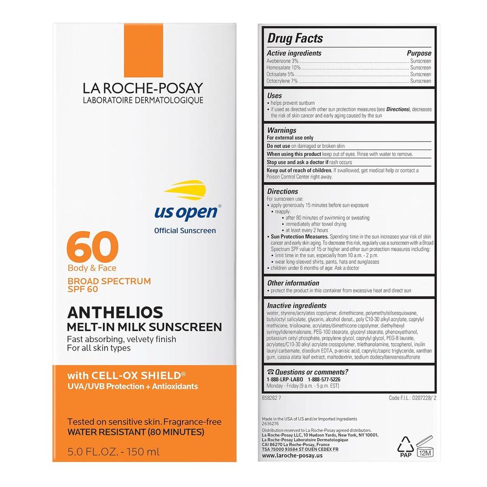 PROTECTOR SOLAR CORPORAL Y FACIAL MELT-IN MILK SPF 60 ANTHELIOS LA ROCHE-POSAY 5 OZ / 150 ML - 6