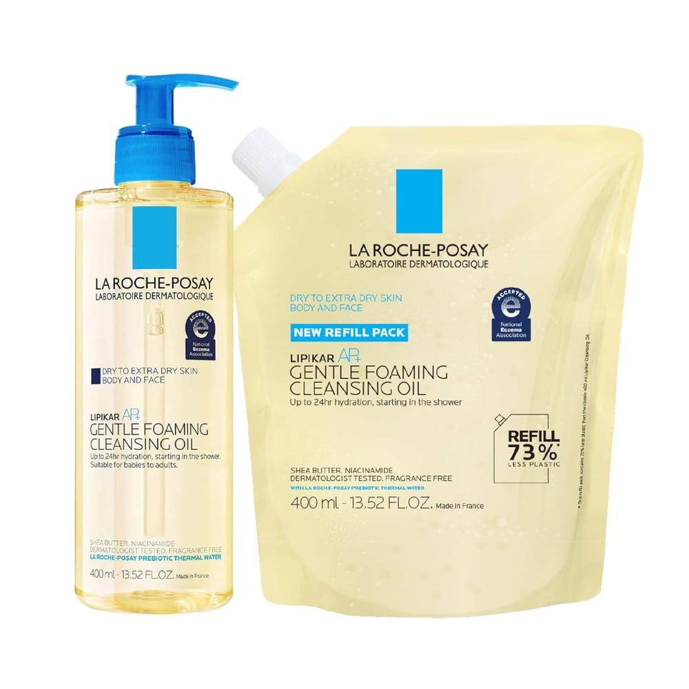 PACK 2 LA ROCHE-POSAY LIPIKAR AP+ ACEITE LIMPIADOR ESPUMOSO 13.5 OZ / 400 ML + REFILL 13.5 OZ / 400 ML - 1