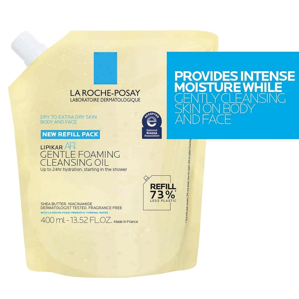 PACK 2 LA ROCHE-POSAY LIPIKAR AP+ ACEITE LIMPIADOR ESPUMOSO 13.5 OZ / 400 ML + REFILL 13.5 OZ / 400 ML - 6