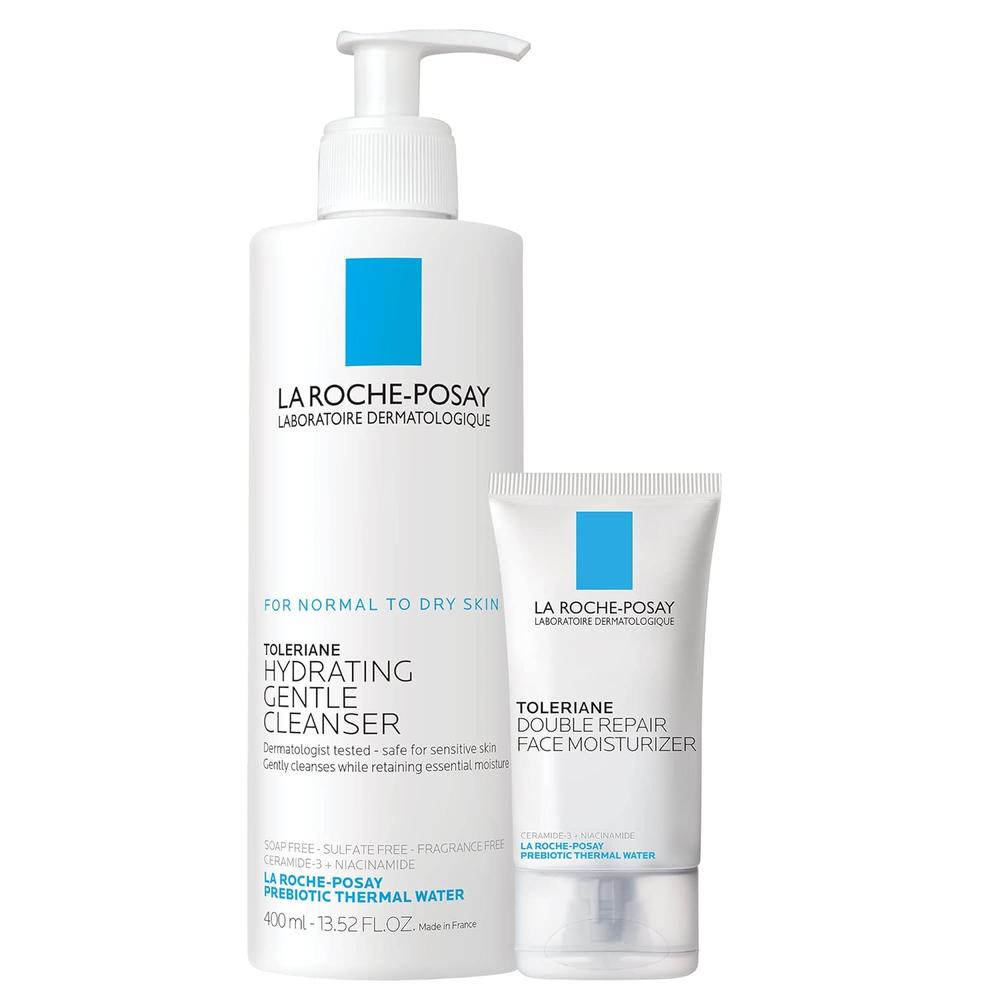 KIT LIMPIADOR FACIAL + CREMA FACIAL HIDRATANTE TOLERIANE DOUBLE REPAIR LA ROCHE-POSAY 13.5 OZ / 400 ML + 1.7 OZ / 50 ML - 1