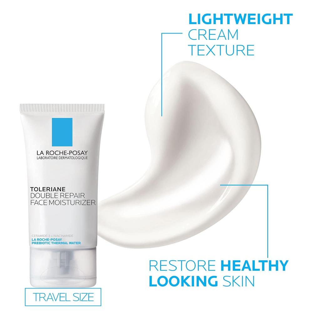 KIT LIMPIADOR FACIAL + CREMA FACIAL HIDRATANTE TOLERIANE DOUBLE REPAIR LA ROCHE-POSAY 13.5 OZ / 400 ML + 1.7 OZ / 50 ML - 6