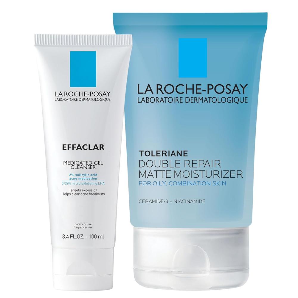 SET LA ROCHE-POSAY DOUBLE REPAIR MATTE + EFFACLAR GEL LIMPIADOR 3.4 OZ / 100 ML 2 PZS - 1