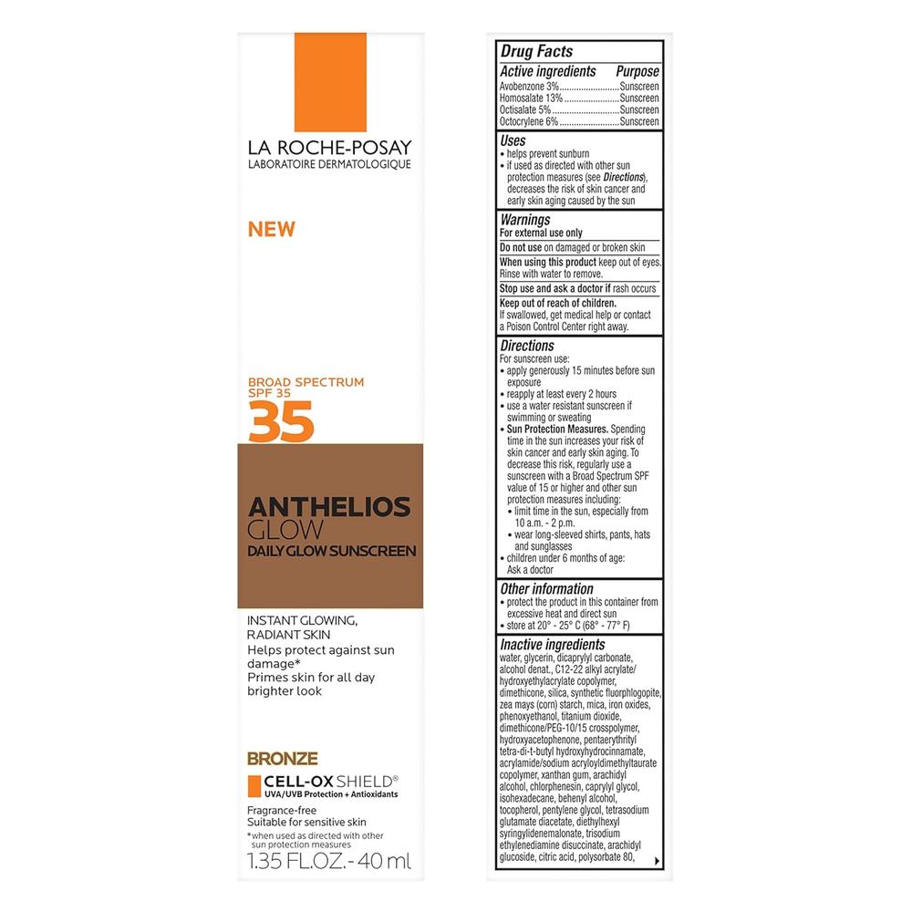 PROTECTOR SOLAR LA ROCHE-POSAY ANTHELIOS GLOW CON COLOR BRONZE SPF 35 - 1.35 OZ / 40 ML - 3