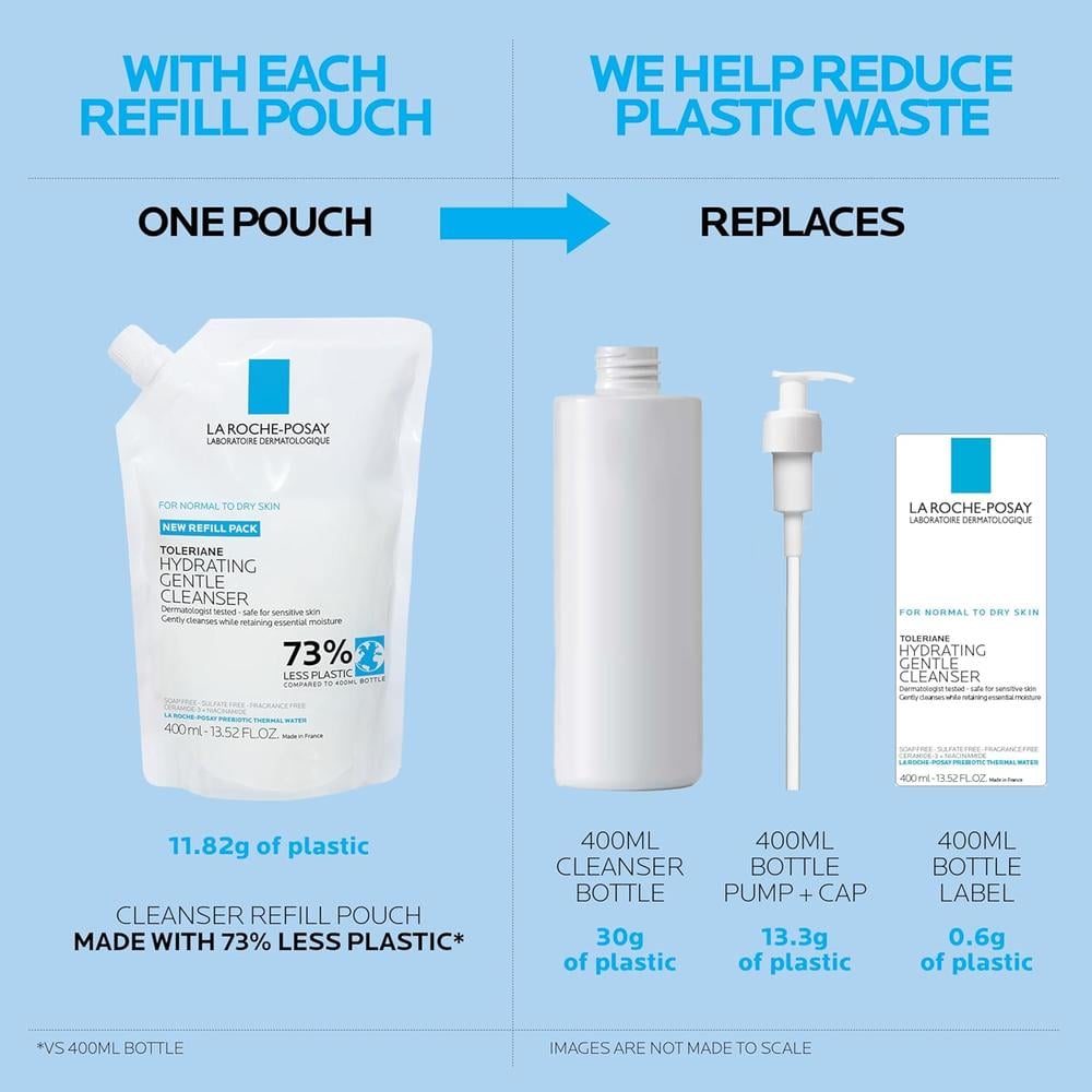 PACK 2 LA ROCHE-POSAY TOLERIANE LIMPIADOR FACIAL HIDRATANTE SUAVE 13.5 OZ / 400 ML - 2