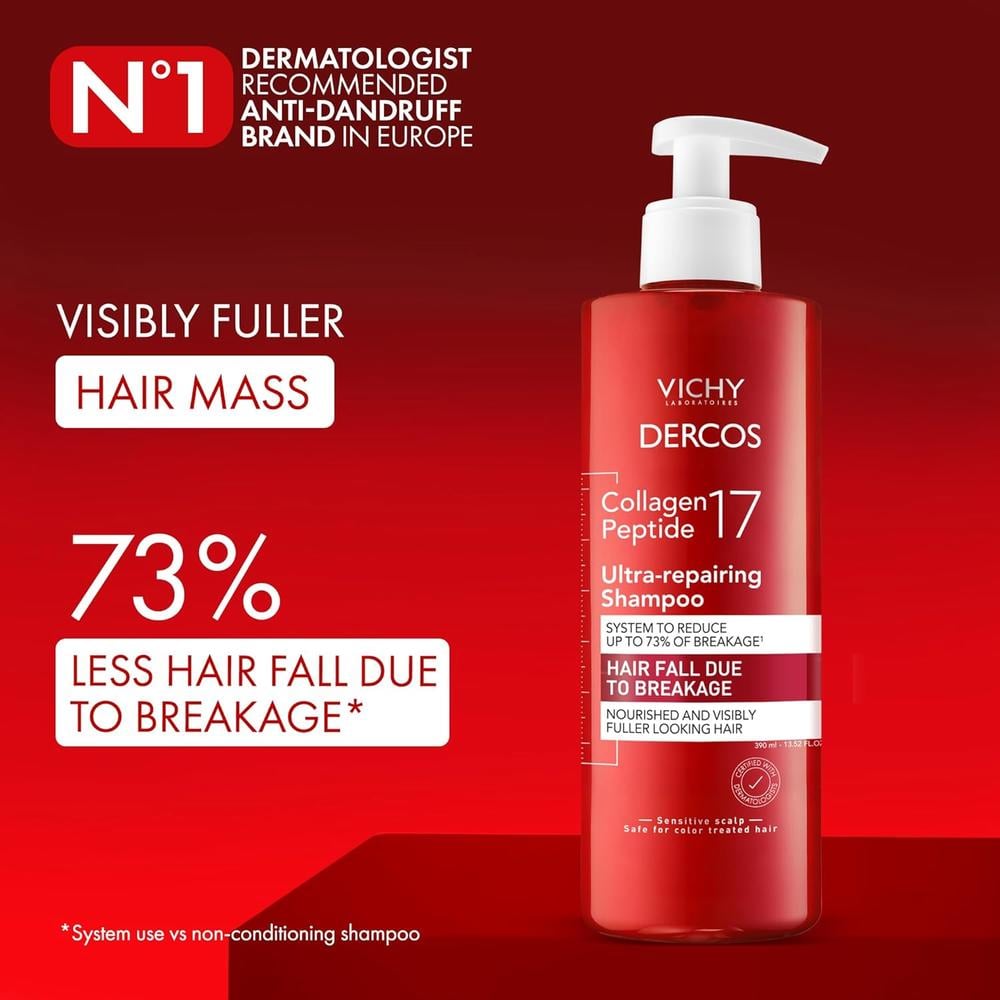 CHAMPÚ ULTRA REPARADOR VICHY DERCOS COLÁGENO 17 - 13.5 OZ / 390 ML - 2