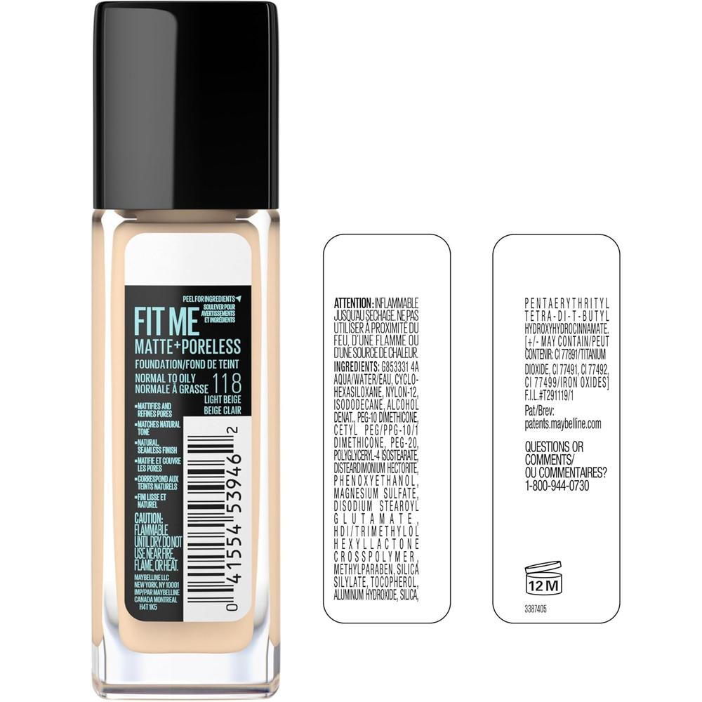 BASE DE MAQUILLAJE FIT ME MATTE + PORELESS MAYBELLINE - 6