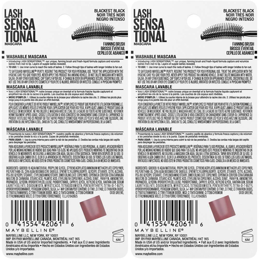 PACK 2 MÁSCARA DE PESTAÑAS LASH SENSATIONAL MAYBELLINE NEGRO INTENSO - 4
