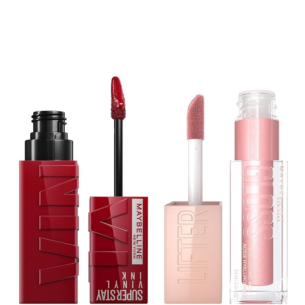 SET LABIAL + BRILLO SUPER STAY VINYL INK + LIFTER GLOSS MAYBELLINE LIPPY + OPAL - 1