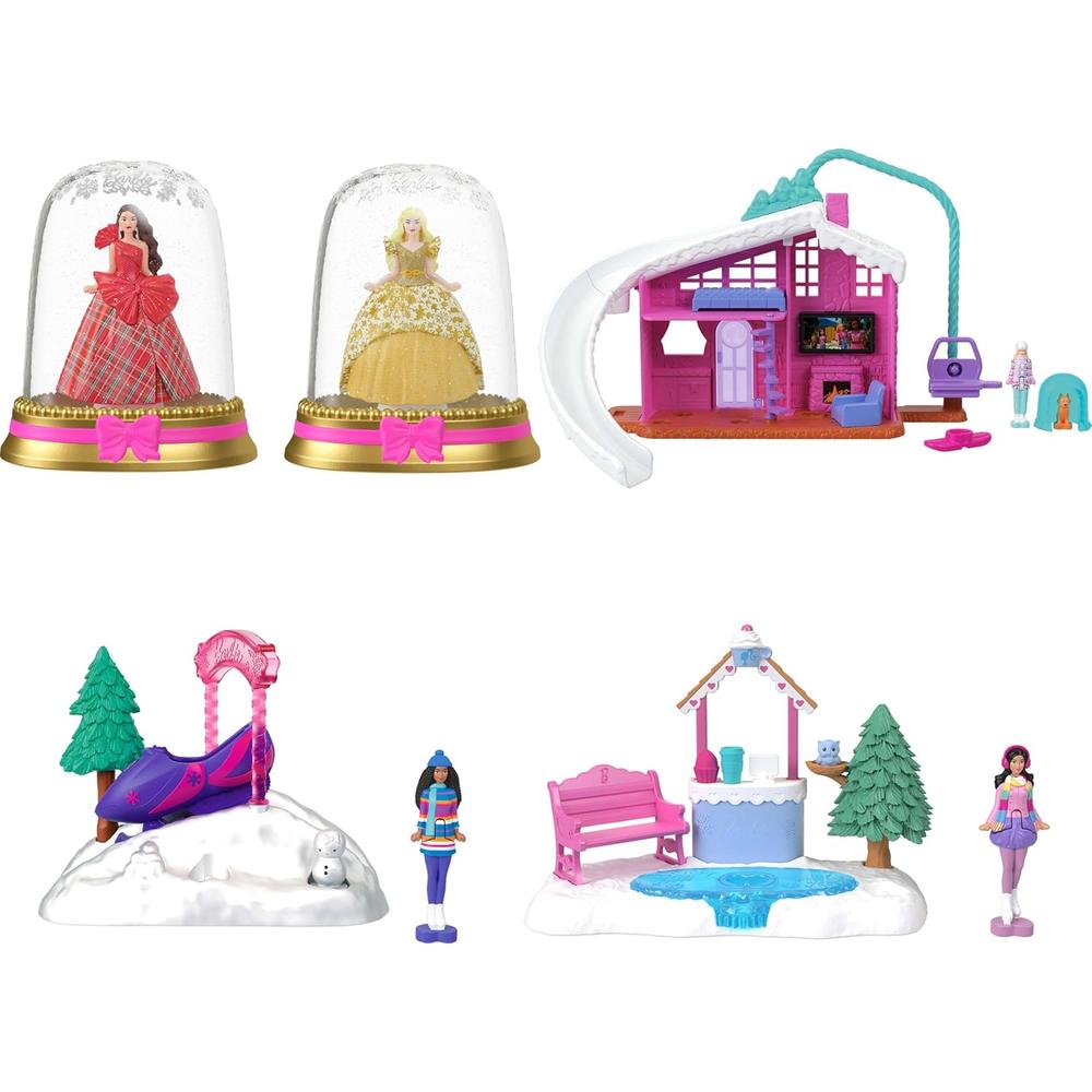 BARBIE MINI BARBIELAND PACK NAVIDAD 6 MUÑECAS Y SETS DE NIEVE - 2