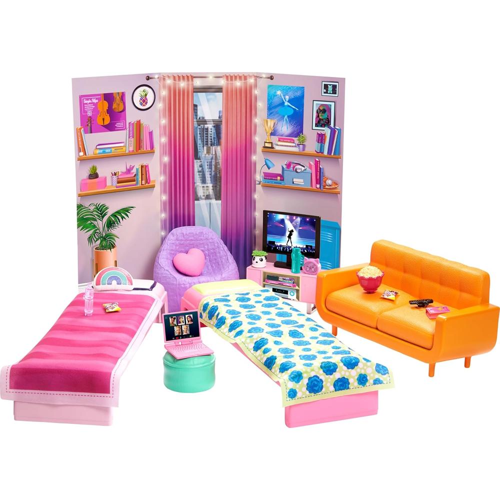 BARBIE SET HABITACIÓN RESIDENCIA CON MUEBLES Y ACCESORIOS - 1