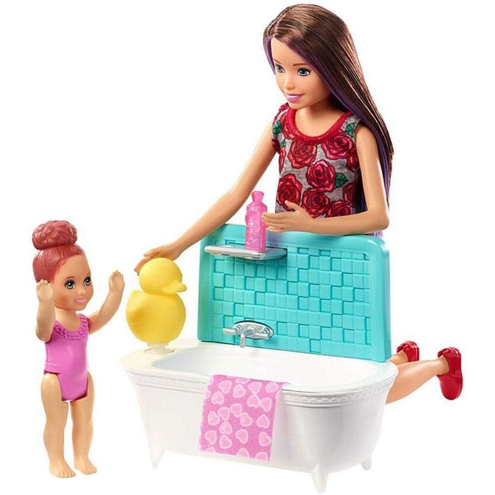 BARBIE SKIPPER SET BAÑO BABYSITTERS INC MORENA - 1
