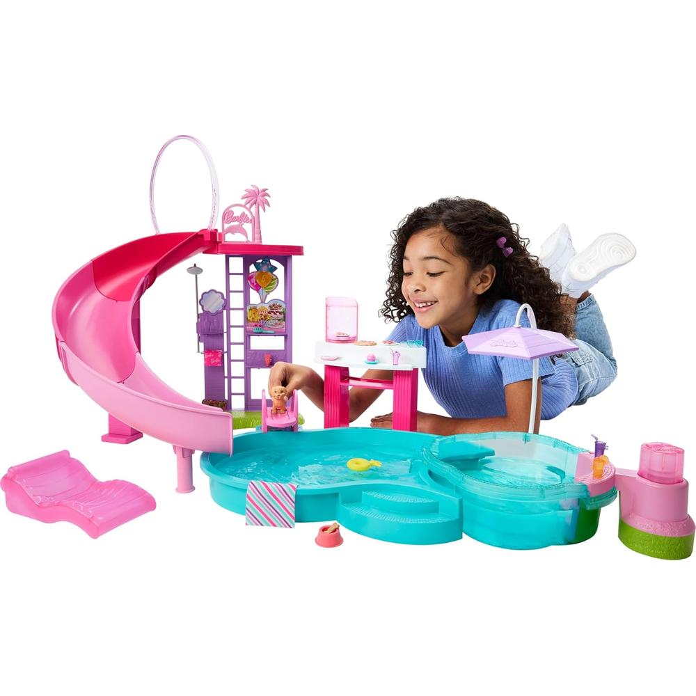 BARBIE PISCINA ENSUEÑO SET CON TOBOGÁN Y ACCESORIOS - 1