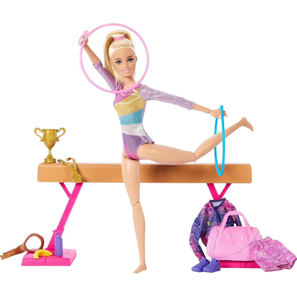 BARBIE MUÑECA GIMNASTA RUBIA CON BARRA DE EQUILIBRIO - 1