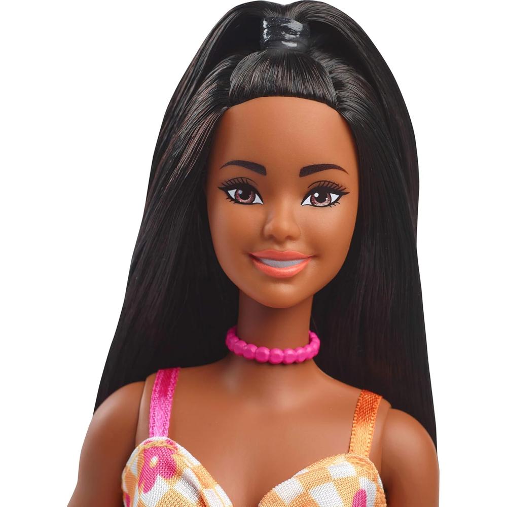 BARBIE FASHIONISTAS 233 MUÑECA VESTIDO CUADROS NARANJA - 3