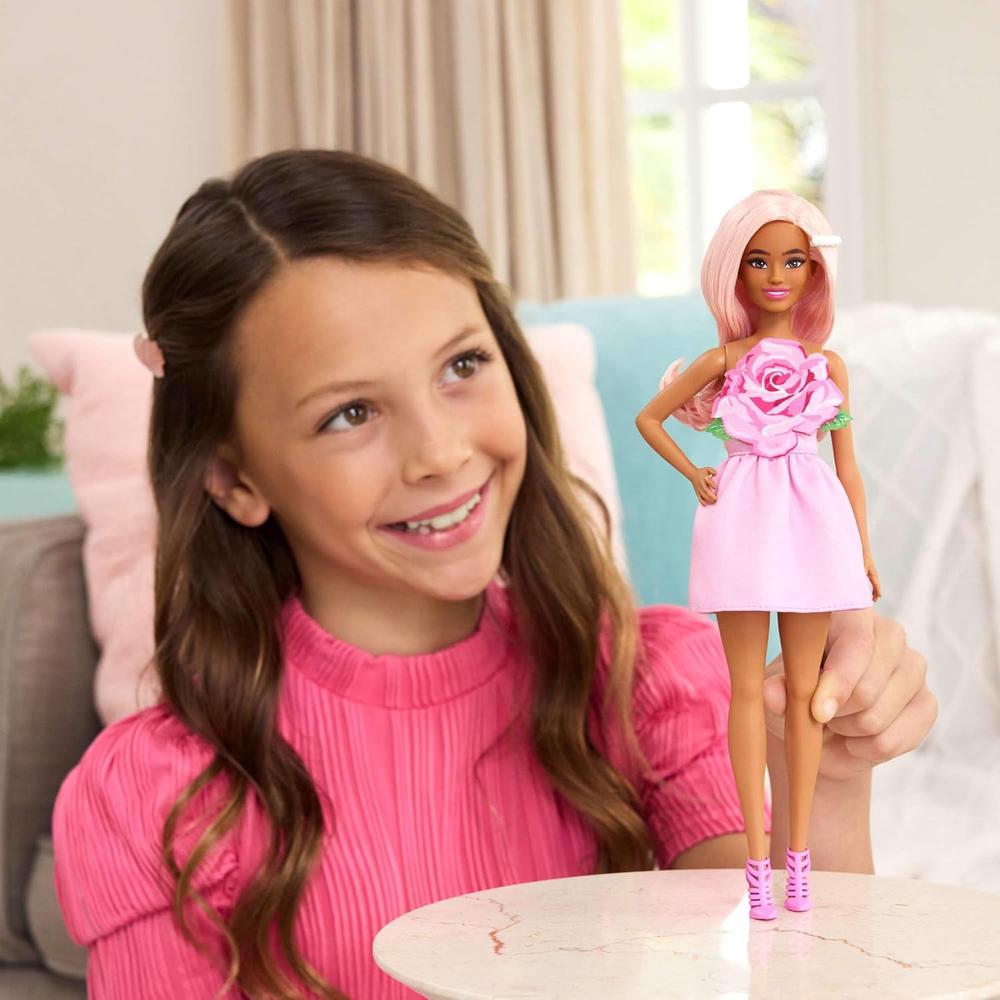 BARBIE FASHIONISTAS MUÑECA CABELLO ROSA VESTIDO STRAPLESS - 2