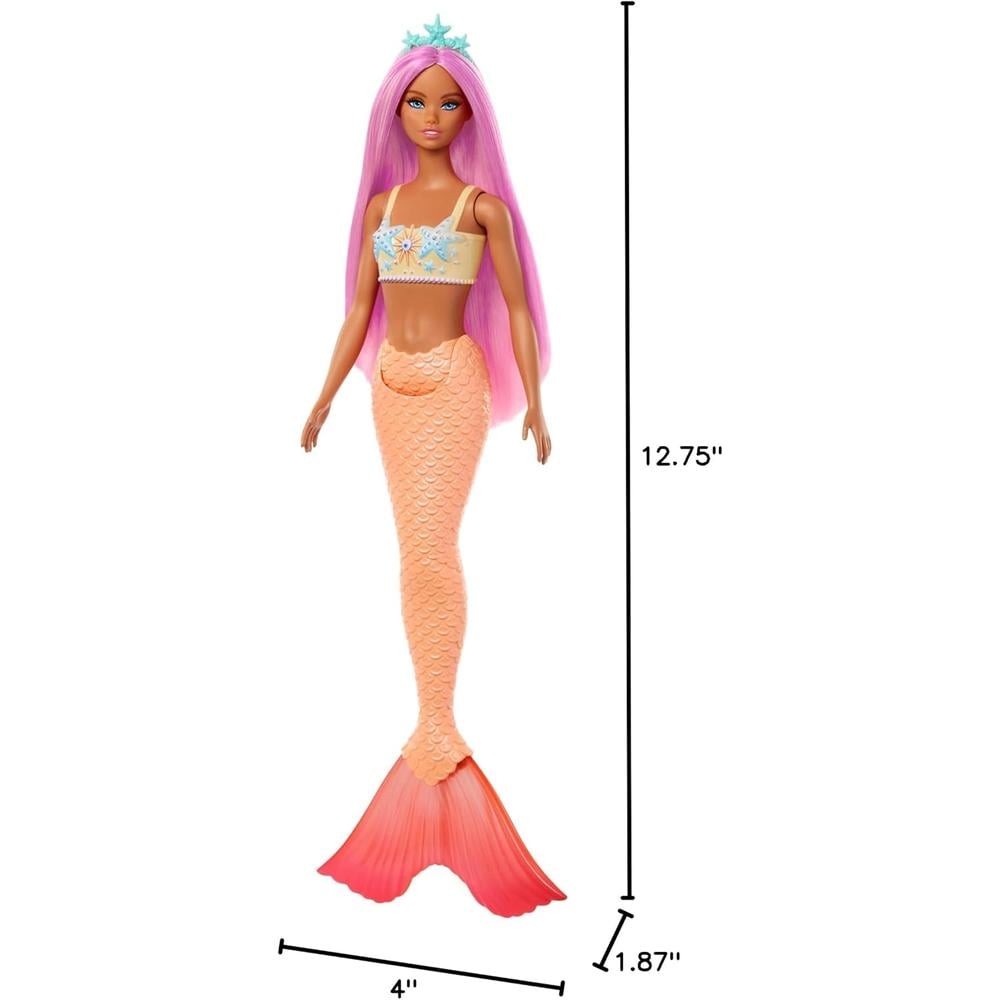 BARBIE MUÑECA SIRENA CABELLO ROSA CON COLA NARANJA - 3