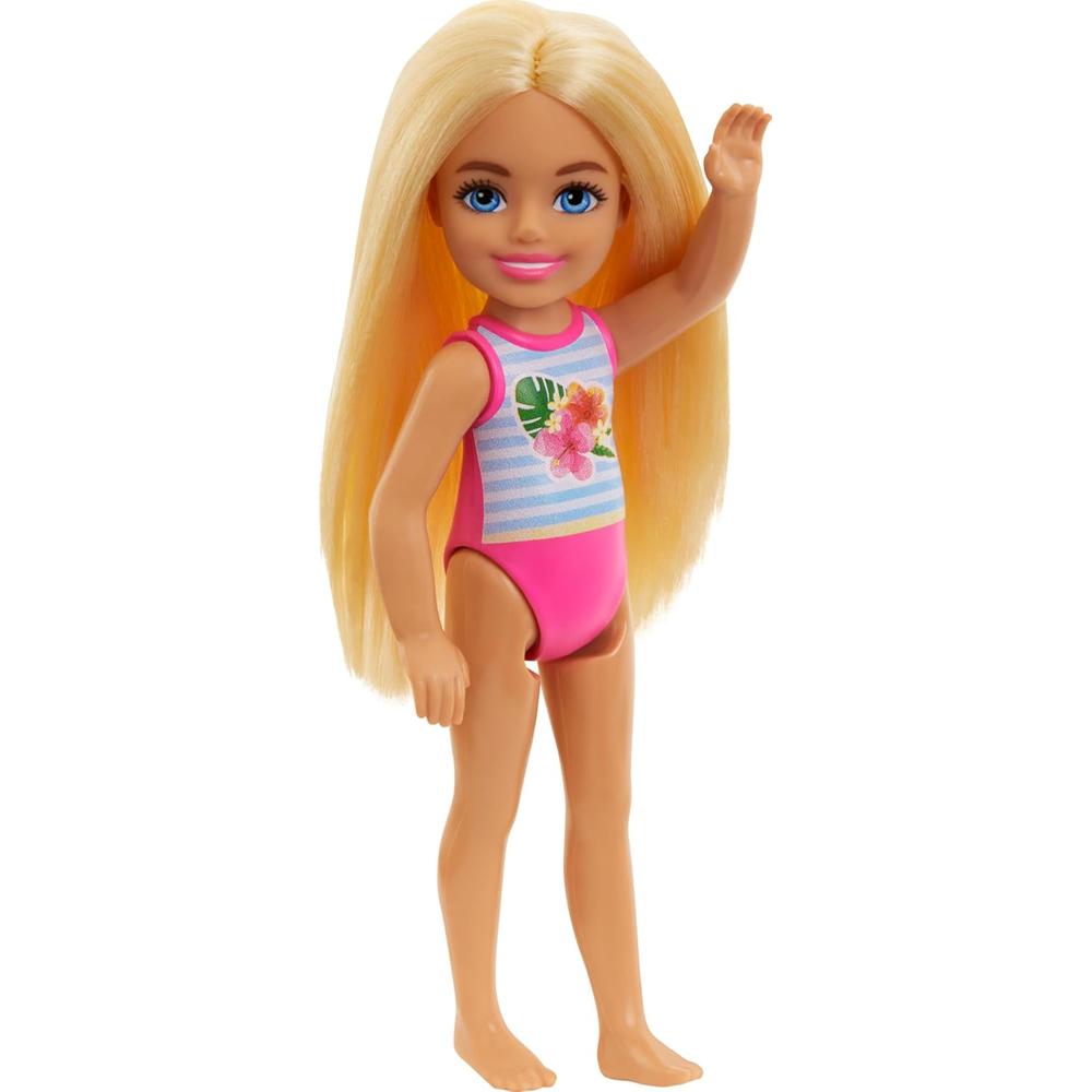 BARBIE CHELSEA MUÑECA TRAJE DE BAÑO RAYAS FLORAL RUBIA - 4