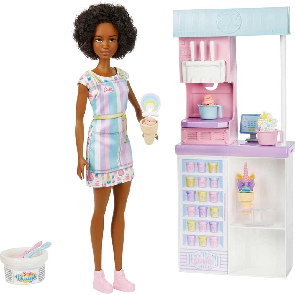 BARBIE HELADERÍA FUNCIÓN HACER HELADOS CON MUÑECA MORENA - 1