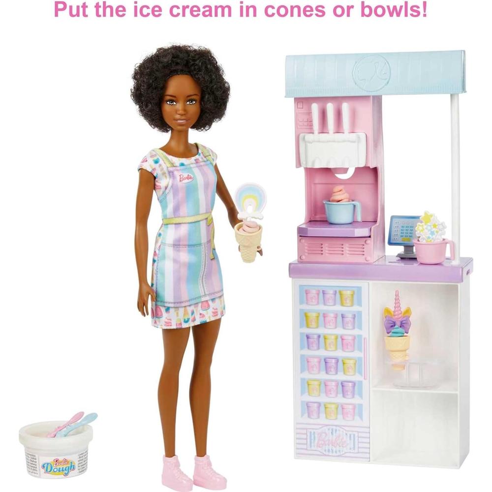 BARBIE HELADERÍA FUNCIÓN HACER HELADOS CON MUÑECA MORENA - 3