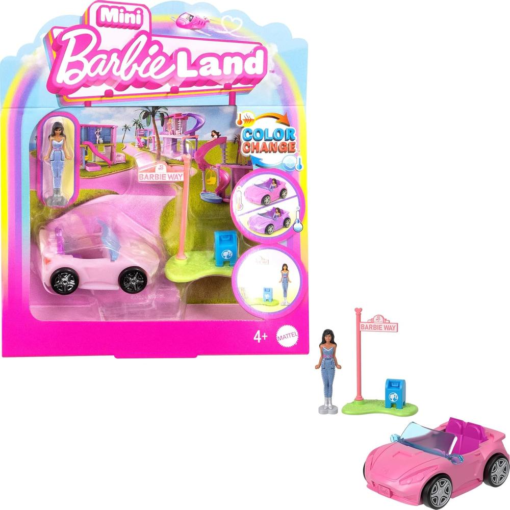 BARBIE MINI BARBIELAND AUTO DESCAPOTABLE CAMBIO DE COLOR - 1