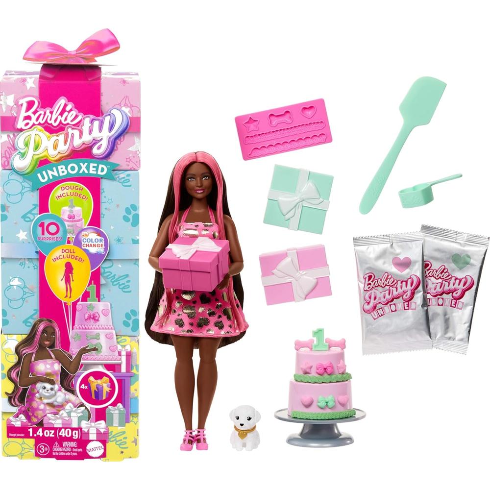 BARBIE PARTY SET CUMPLEAÑOS CORAZONES BRILLANTES CON SORPRESAS - 1