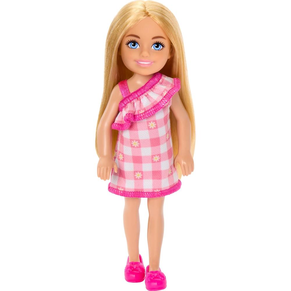BARBIE CHELSEA MUÑECA VESTIDO CUADROS ROSA - 1