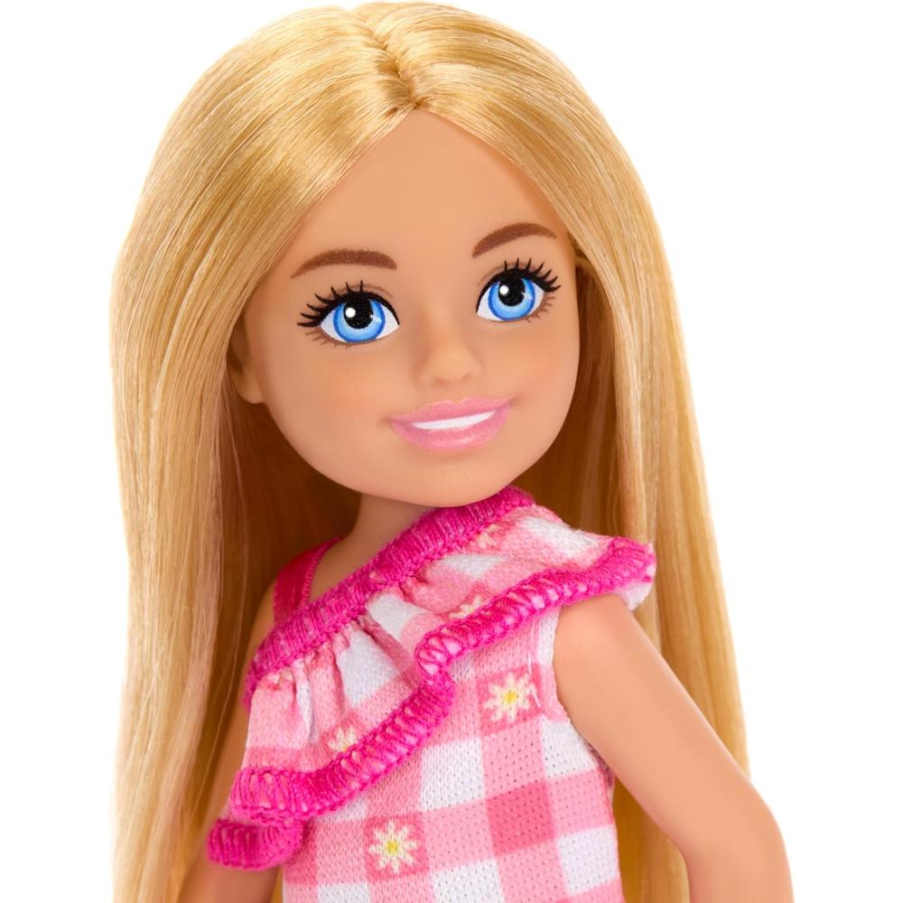 BARBIE CHELSEA MUÑECA VESTIDO CUADROS ROSA - 2