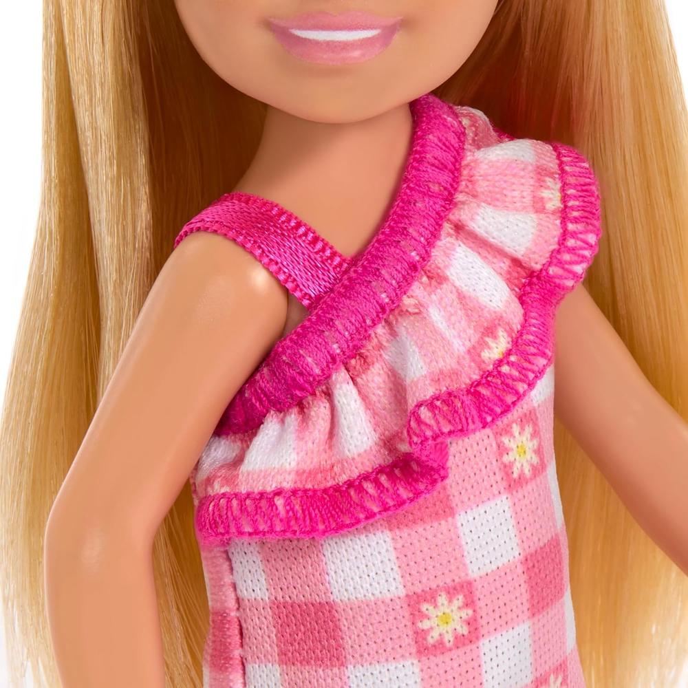 BARBIE CHELSEA MUÑECA VESTIDO CUADROS ROSA - 3