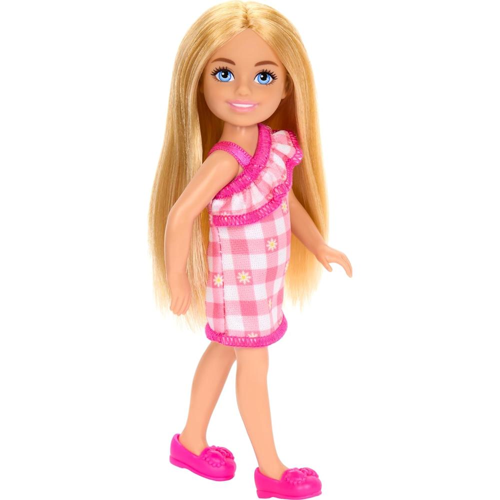 BARBIE CHELSEA MUÑECA VESTIDO CUADROS ROSA - 4