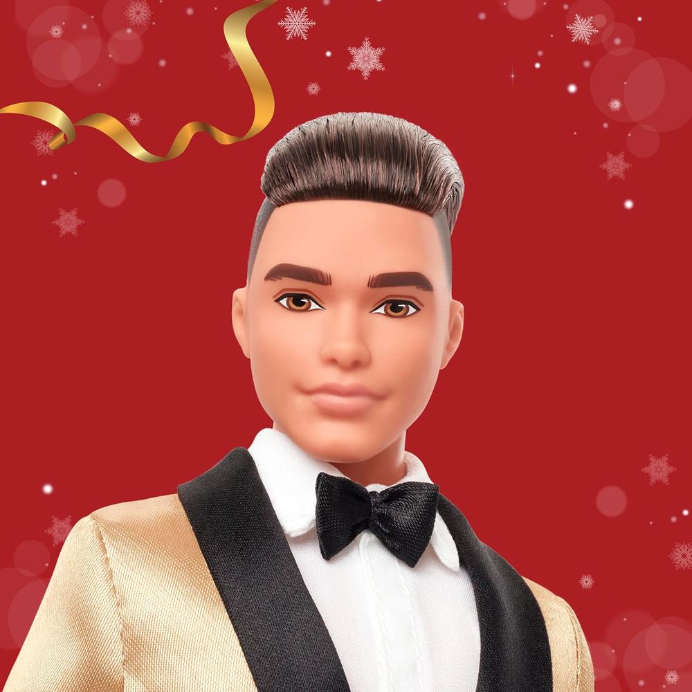 KEN BARBIE SIGNATURE HOLIDAY 2025 RUBIO TRAJE DORADO - 2