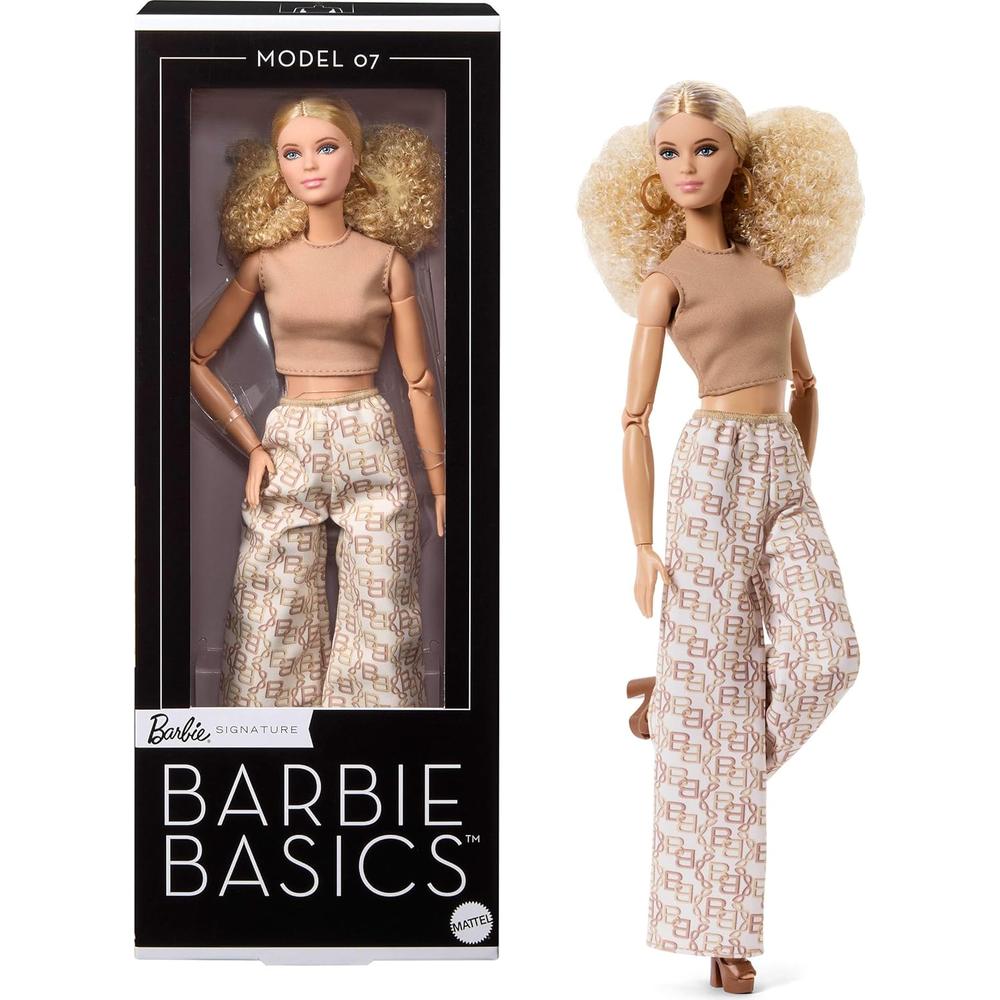 BARBIE BASICS MODELO MUÑECA RUBIA OUTFIT DORADO - 1