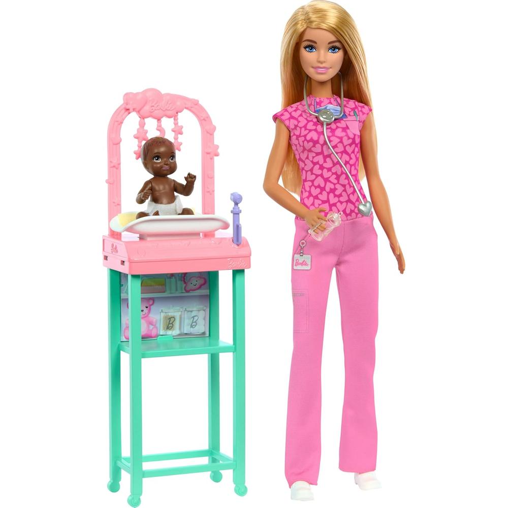 BARBIE DOCTORA BEBÉS SET CON MUÑECA RUBIA Y ACCESORIOS - 1