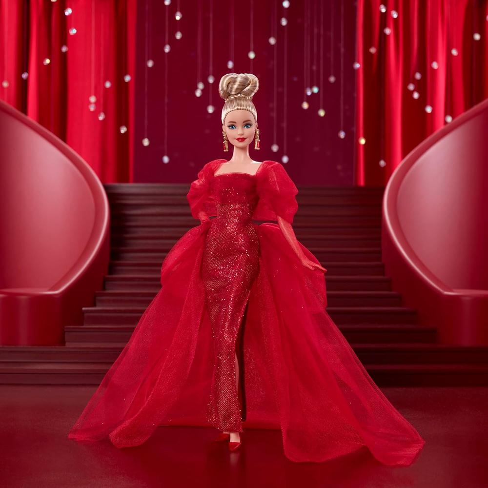 BARBIE SIGNATURE 80 ANIVERSARIO MUÑECA RUBIA VESTIDO ROJO TUL - 2