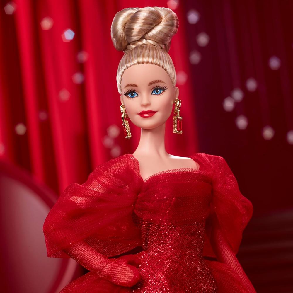 BARBIE SIGNATURE 80 ANIVERSARIO MUÑECA RUBIA VESTIDO ROJO TUL - 3