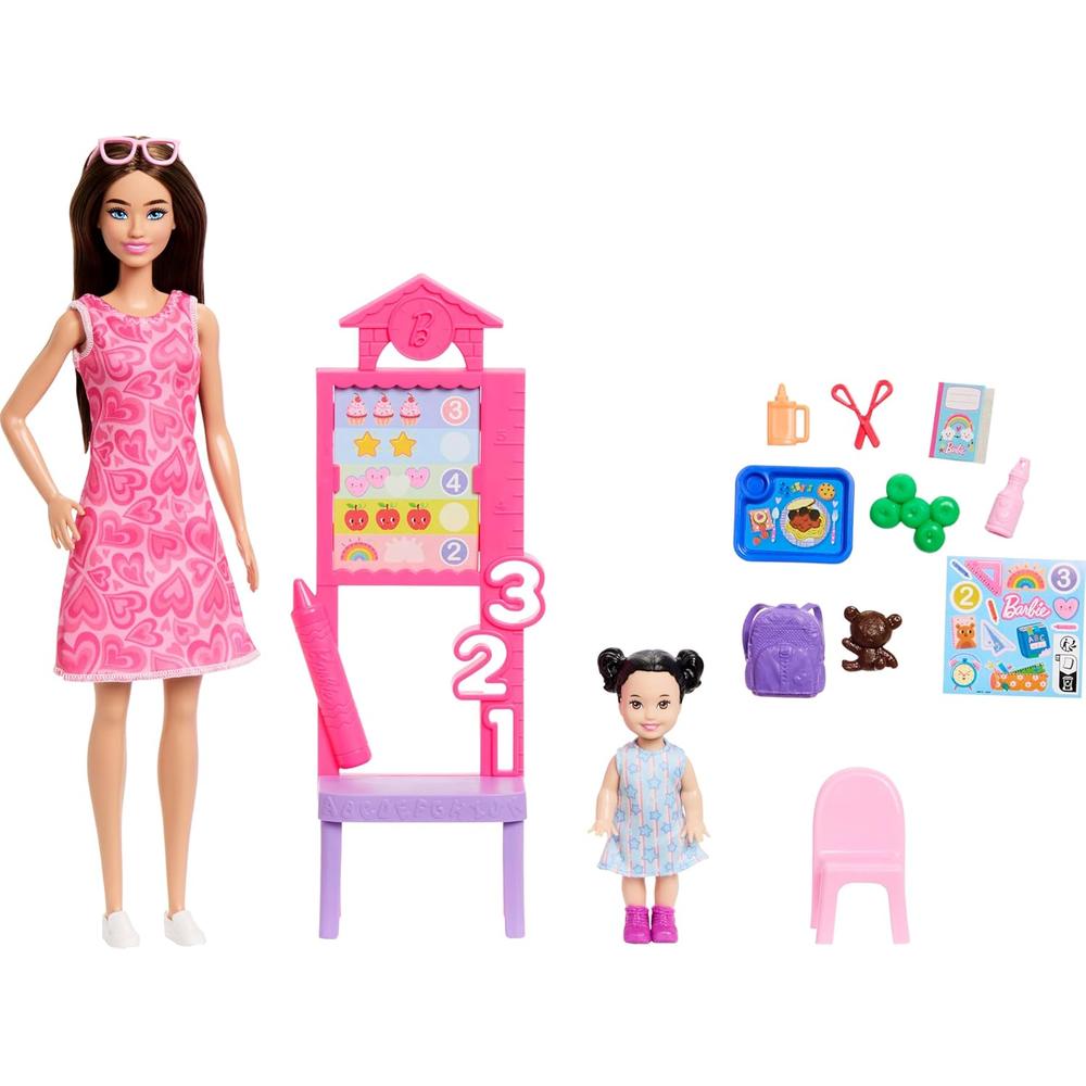 BARBIE PROFESORA CASTAÑA CARRERAS MUÑECA CON ACCESORIOS - 1