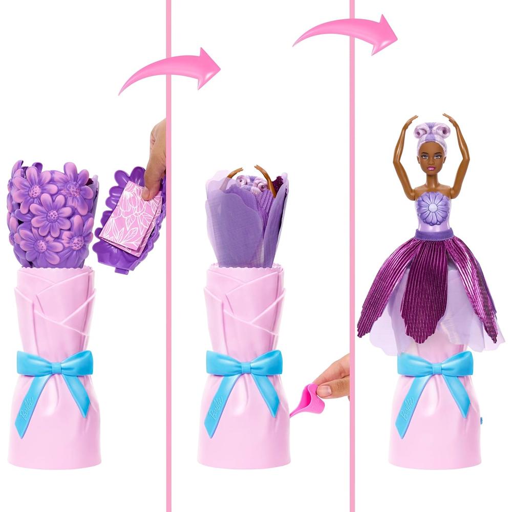BARBIE PETAL POP MUÑECA VESTIDO MORADO CON MASCOTA - 3