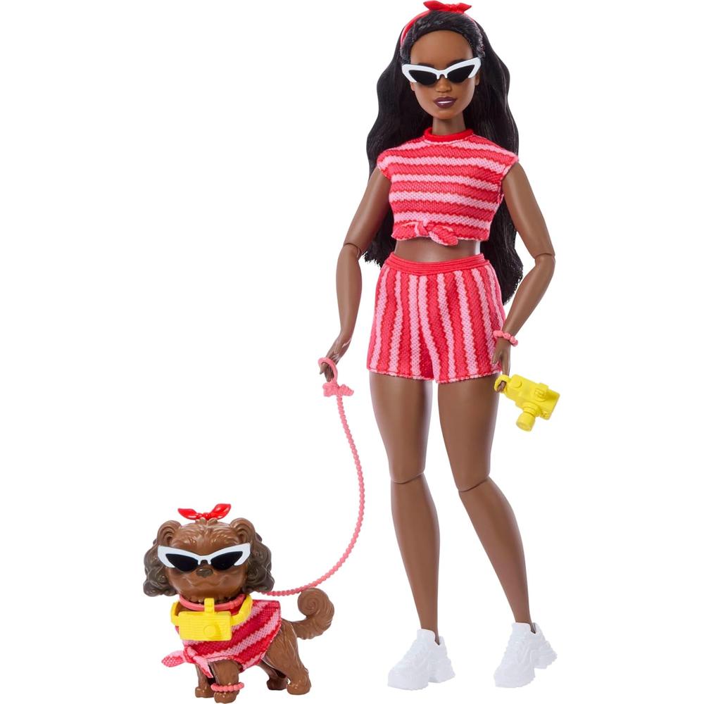 BARBIE MUÑECA GEMELA CON PERRO RAYAS ROJAS - 1